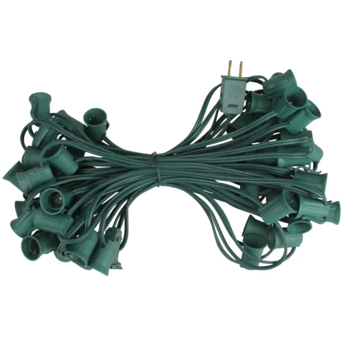 Online Commercial C9 Christmas Light Socket Set - 50' - Green - 12" Spacing C7 & C9 Lights