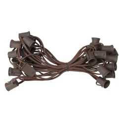 Commercial C9 Christmas Light Socket Set - 25' - Brown - 12" Spacing C7 & C9 Lights