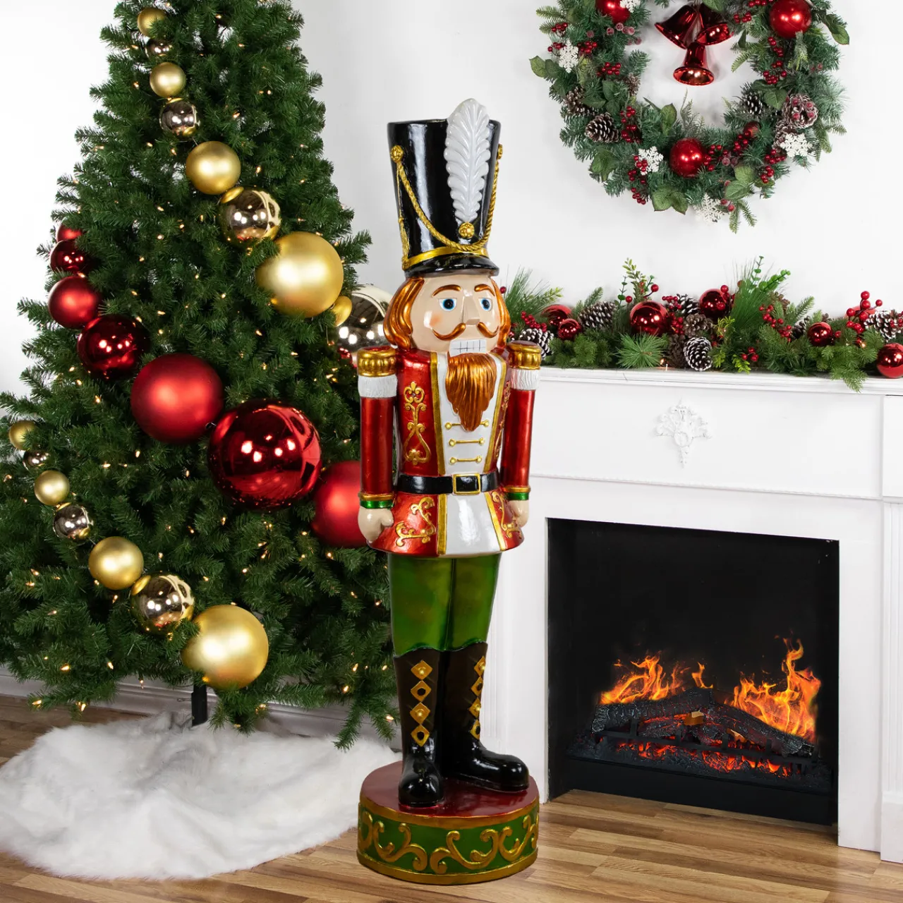 Clearance Commercial Christmas Nutcracker Soldier with Decorative Base - 5.25' - Red and Green Nutcrackers