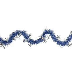 Online Commercial Christmas Tinsel Snowflake Garland - 50' x 2" - Royal Blue and Silver - Unlit Commercial