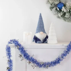 Online Commercial Christmas Tinsel Snowflake Garland - 50' x 2" - Royal Blue and Silver - Unlit Commercial