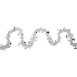 Outlet Commercial Christmas Tinsel Snowflake Garland - 50' x 2" - White and Silver - Unlit Commercial