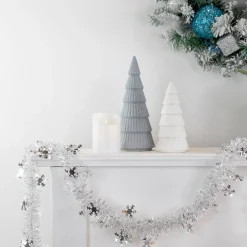 Outlet Commercial Christmas Tinsel Snowflake Garland - 50' x 2" - White and Silver - Unlit Commercial