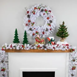 Online Commercial Length White Canadian Pine Artificial Christmas Garland - 100' x 8" - Unlit Colorful