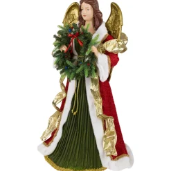Hot Commercial Size Angel Christmas Tree Topper with Wreath - 3' - Red and Green - Unlit Angels