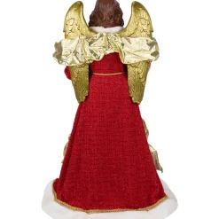 Hot Commercial Size Angel Christmas Tree Topper with Wreath - 3' - Red and Green - Unlit Angels