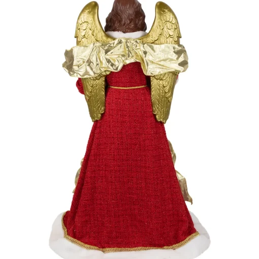 Hot Commercial Size Angel Christmas Tree Topper with Wreath - 3' - Red and Green - Unlit Angels
