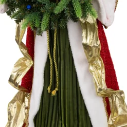 Hot Commercial Size Angel Christmas Tree Topper with Wreath - 3' - Red and Green - Unlit Angels