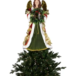 Hot Commercial Size Angel Christmas Tree Topper with Wreath - 3' - Red and Green - Unlit Angels