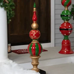 Best Commercial Size Ball Finial Christmas Decoration 48" - Gold and Red Commercial