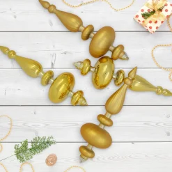 Commercial Size 2-Finish Christmas Finial Shatterproof Ornaments - Gold -12" - 4ct Commercial