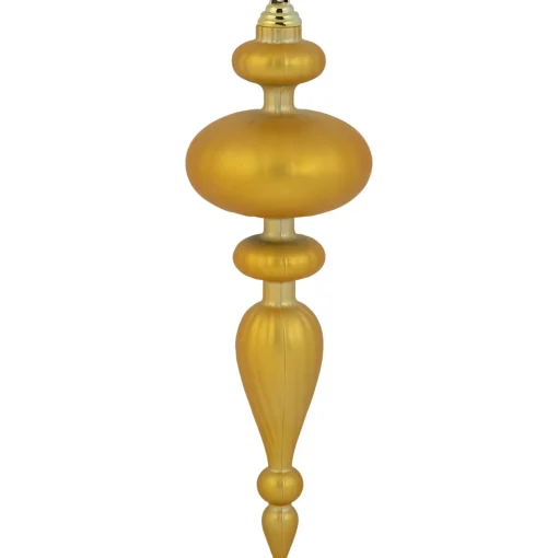 Commercial Size 2-Finish Christmas Finial Shatterproof Ornaments - Gold -12" - 4ct Commercial