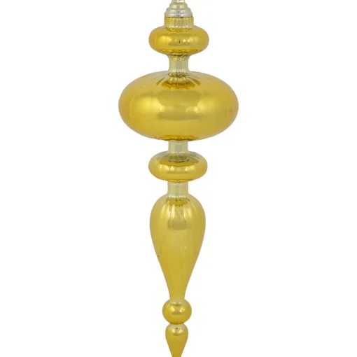 Commercial Size 2-Finish Christmas Finial Shatterproof Ornaments - Gold -12" - 4ct Commercial