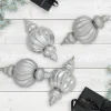 Sale Commercial Size Shatterproof 2-Finish Finial Christmas Ornaments - Silver -10" - 4ct Commercial