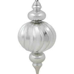 Sale Commercial Size Shatterproof 2-Finish Finial Christmas Ornaments - Silver -10
