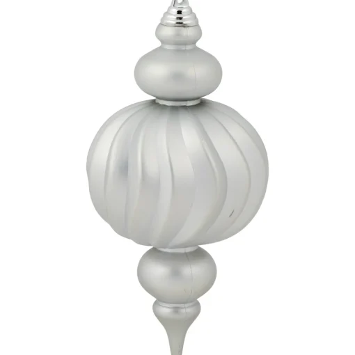Sale Commercial Size Shatterproof 2-Finish Finial Christmas Ornaments - Silver -10" - 4ct Commercial