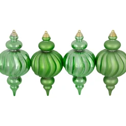 Best Commercial Size Shatterproof 2-Finish Finial Christmas Ornaments - Green -10" - 4ct Commercial