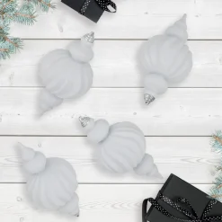 Best Commercial Size Shatterproof Finial Christmas Ornaments - 10" - White - Set of 4 Shatterproof Balls