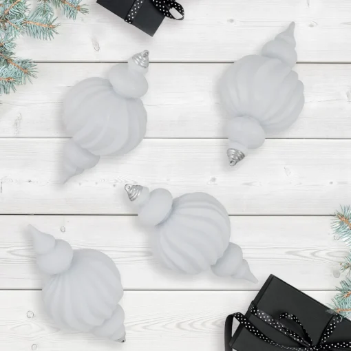 Best Commercial Size Shatterproof Finial Christmas Ornaments - 10" - White - Set of 4 Shatterproof Balls