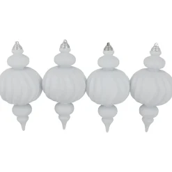 Best Commercial Size Shatterproof Finial Christmas Ornaments - 10" - White - Set of 4 Shatterproof Balls