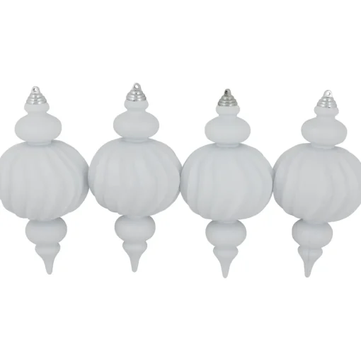 Best Commercial Size Shatterproof Finial Christmas Ornaments - 10" - White - Set of 4 Shatterproof Balls
