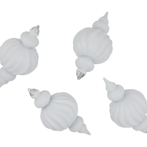 Best Commercial Size Shatterproof Finial Christmas Ornaments - 10" - White - Set of 4 Shatterproof Balls