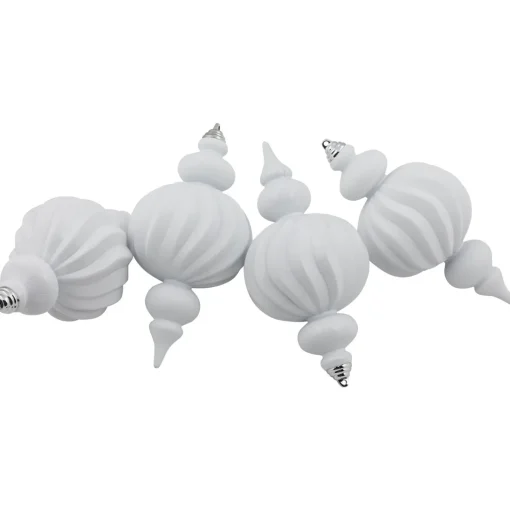 Best Commercial Size Shatterproof Finial Christmas Ornaments - 10" - White - Set of 4 Shatterproof Balls