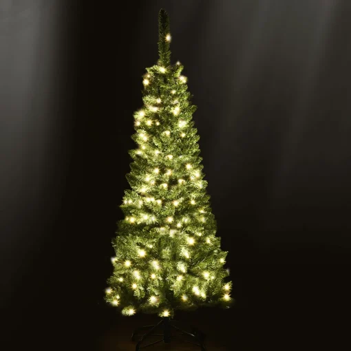 Discount 4.5ft Pre-Lit Hinged Pencil Christmas Tree 150 White Lights Pre-Lit
