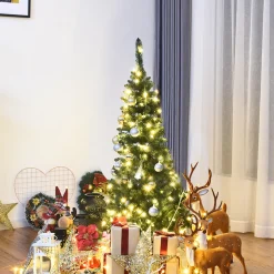 Discount 4.5ft Pre-Lit Hinged Pencil Christmas Tree 150 White Lights Pre-Lit