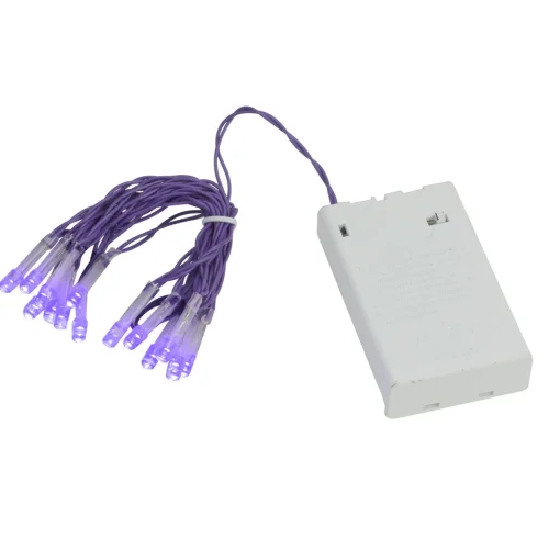 Best 15-Count Battery Operated Purple LED Micro Christmas Lights - 4.8 ft Purple Wire Battery Operated