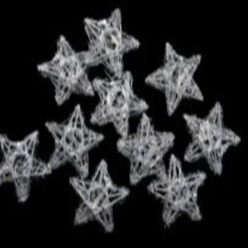 Sale 10-Count Battery Operated Warm Clear Sparkling Glittered Star Christmas Light set, 6.6ft Silver Wire Battery Operated