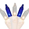 Sale 100-Count Blue & Clear Mini Christmas Lights - 21.5ft, White Wire Incandescent
