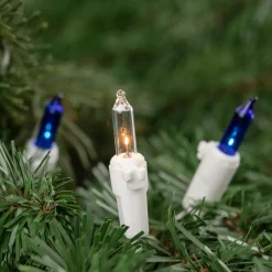Sale 100-Count Blue & Clear Mini Christmas Lights - 21.5ft, White Wire Incandescent