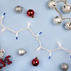 Sale 100-Count Blue & Clear Mini Christmas Lights - 21.5ft, White Wire Incandescent