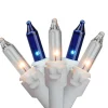 50-Count Blue and Clear Mini Christmas Light Set - 10' White Wire Incandescent