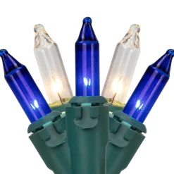 Online 100-Count Blue and Clear Mini Christmas Light Set, 20 ft Green Wire Incandescent