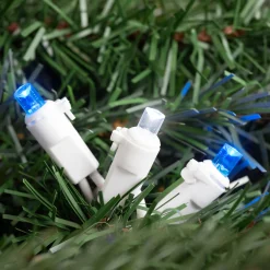 Outlet 50-Count Blue and White LED Wide Angle Christmas Lights - 16.25 ft White Wire Led