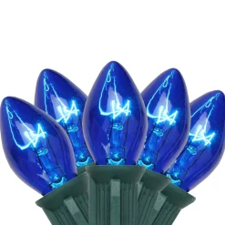 Best 25-Count Blue C7 Christmas Light Set, 24ft Green Wire C7 & C9 Lights