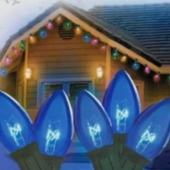 Best 25-Count Blue C7 Christmas Light Set, 24ft Green Wire C7 & C9 Lights