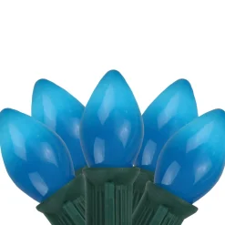 Hot 25-Count Blue C7 Opaque Christmas Light Set, 24ft Green Wire C7 & C9 Lights