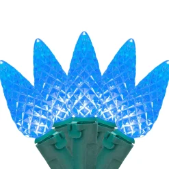 Sale 70-Count Blue Faceted LED C6 Christmas Light Set - 23ft Green Wire C5 & C6 Lights