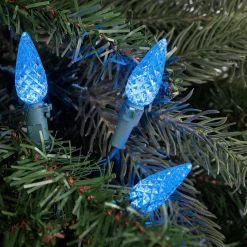 Sale 70-Count Blue Faceted LED C6 Christmas Light Set - 23ft Green Wire C5 & C6 Lights