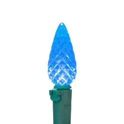 Sale 70-Count Blue Faceted LED C6 Christmas Light Set - 23ft Green Wire C5 & C6 Lights