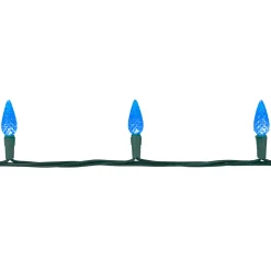 Sale 70-Count Blue Faceted LED C6 Christmas Light Set - 23ft Green Wire C5 & C6 Lights