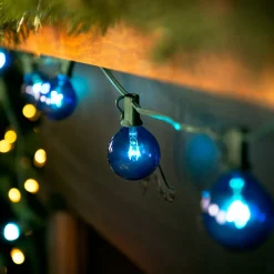 Outlet 10-Count Blue G50 Globe Christmas Patio Lights- 9ft, Green Wire Globes