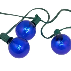 Outlet 10-Count Blue G50 Globe Christmas Patio Lights- 9ft, Green Wire Globes
