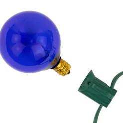 Outlet 10-Count Blue G50 Globe Christmas Patio Lights- 9ft, Green Wire Globes