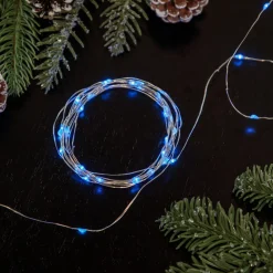 New 50-Count Blue LED Micro Fairy Christmas Lights - 16ft, Copper Wire Fairys