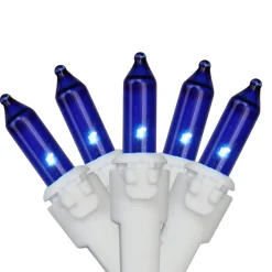 Online 50-Count Blue Mini Christmas Light Set, 10ft White Wire Incandescent