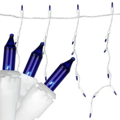 Hot 150-Count Blue Mini Icicle Christmas Light Set - 8.75ft, White Wire Icicles